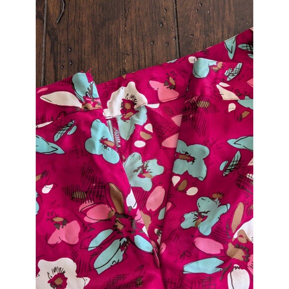 Merona Skirt 6 100% SILK Skirt Floral A Line Pink Blue White Preppy Y2K - Picture 5 of 9